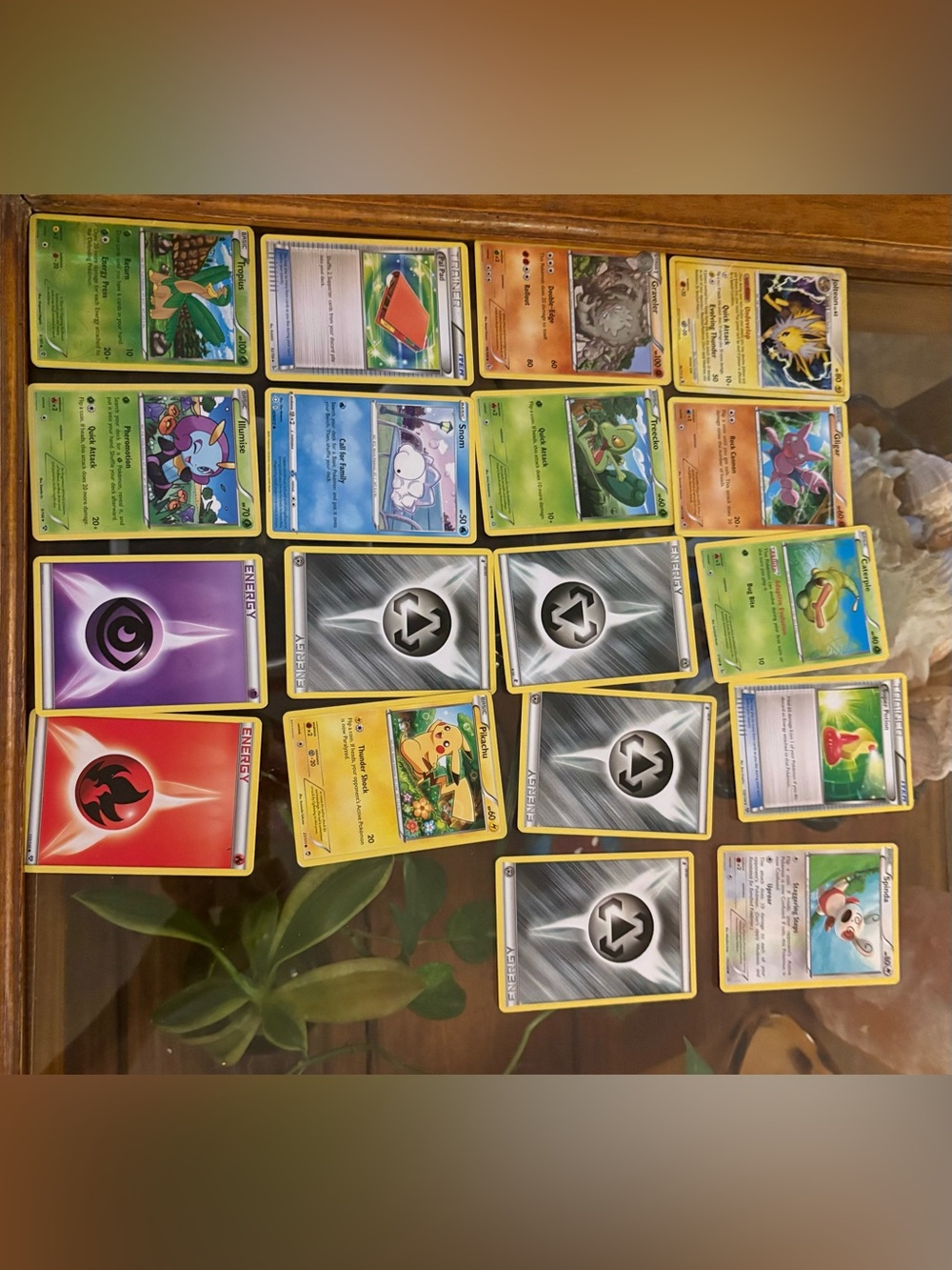 Pokemon Card Lot with Yellow, Green, Blue, Red, Purple, Silver Accents